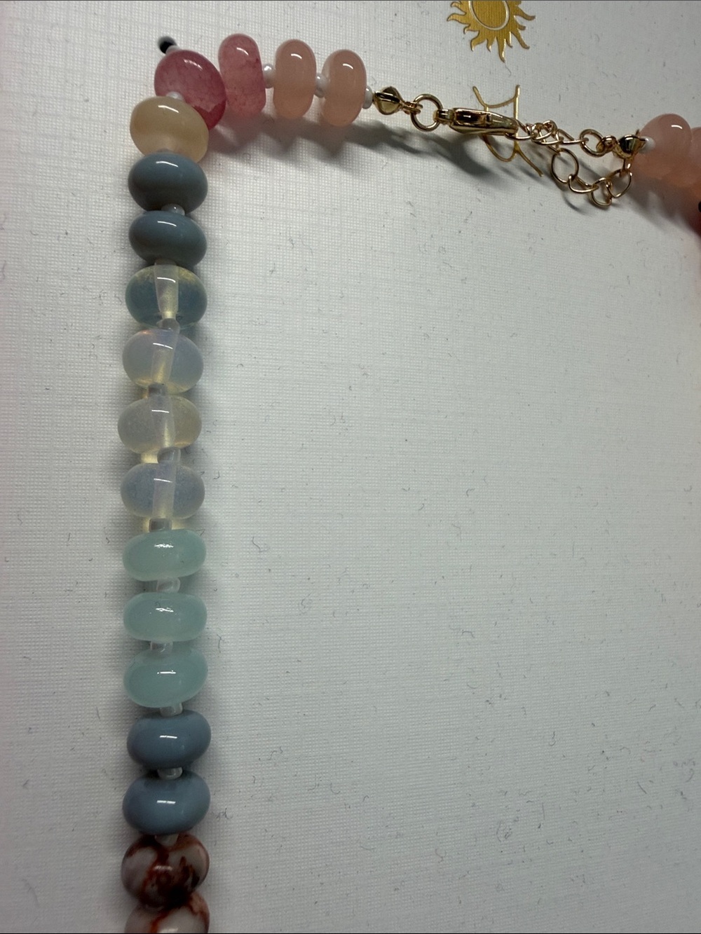Piper K | Pastel Genuine Stone Beaded Choker Necklace ~ Gold Accent Coastal Boho - Picture 6 of 9
